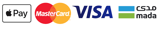 طرق الدفع المتاحة: مدى، فيزا، ماستركارد، ابل باي
